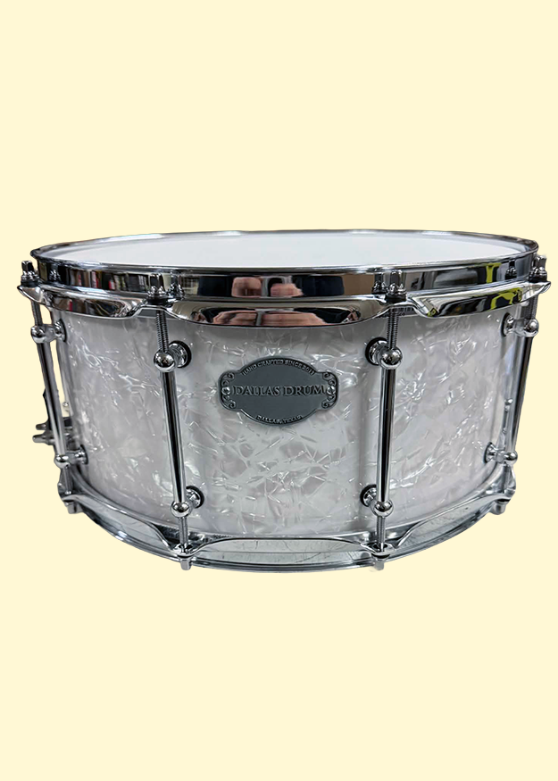 White Pearl Custom Snare (14 x 6.5) - Dallas Drum