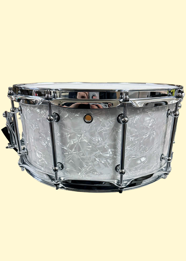 White Pearl Custom Snare (14 x 6.5) - Dallas Drum