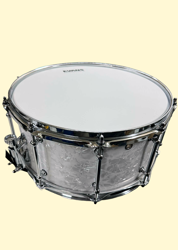 White Pearl Custom Snare (14 x 6.5) - Dallas Drum
